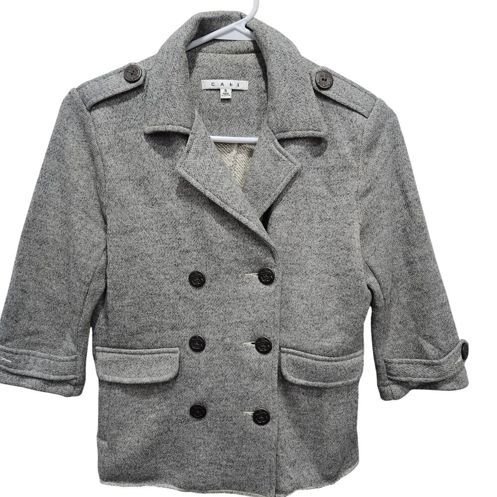 CAbi Gray Lightweight Soft Jacket Buttons Raw Hem Size Small Minimalist Grunge